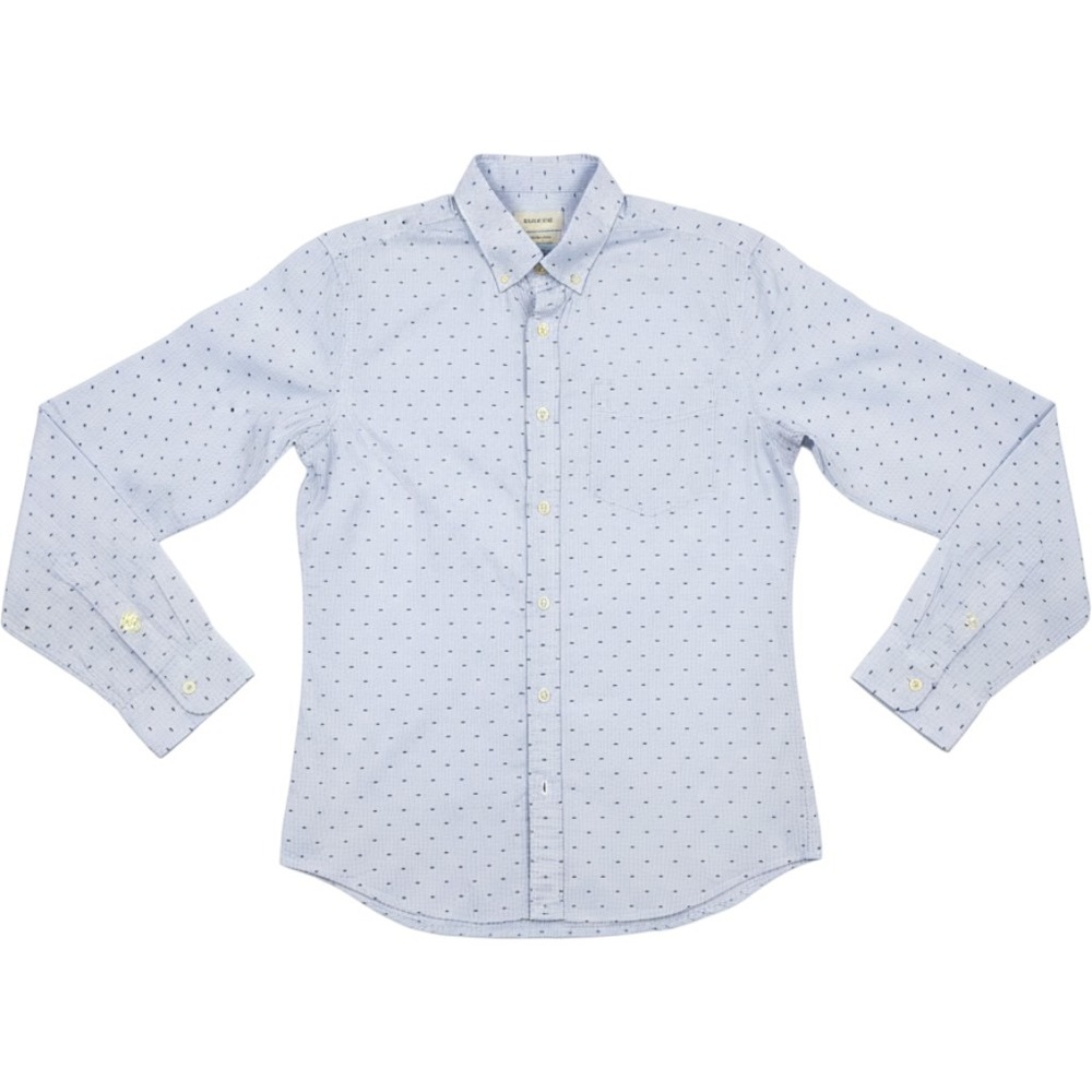 Gap Mens Small Standard Fit Stretch Button Down Shirt Blue White Stripe Dotted